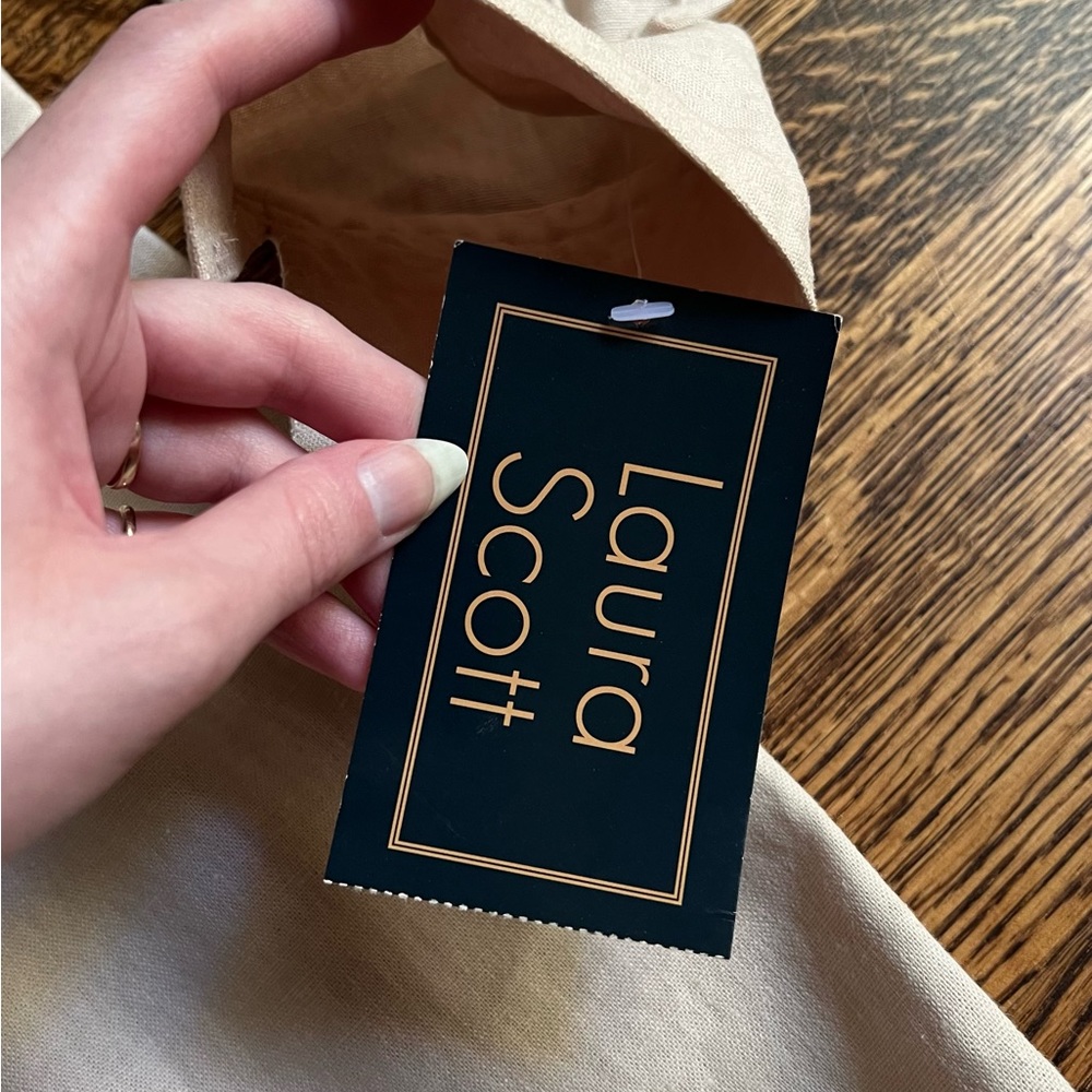 Ecru Linen Button Down, Collarless With Mother Of… - image 7